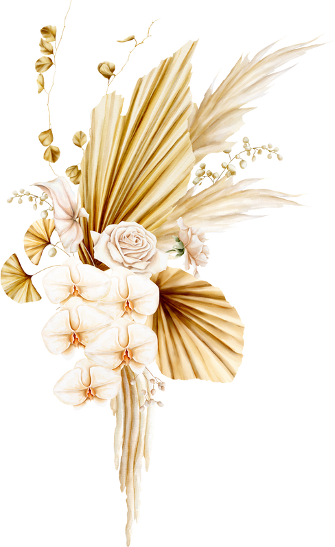 Watercolor delicate gold & beige floral  arrangement