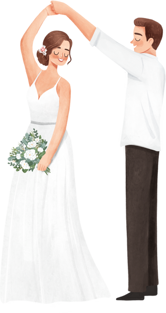 Wedding Couple Dancing Illustration